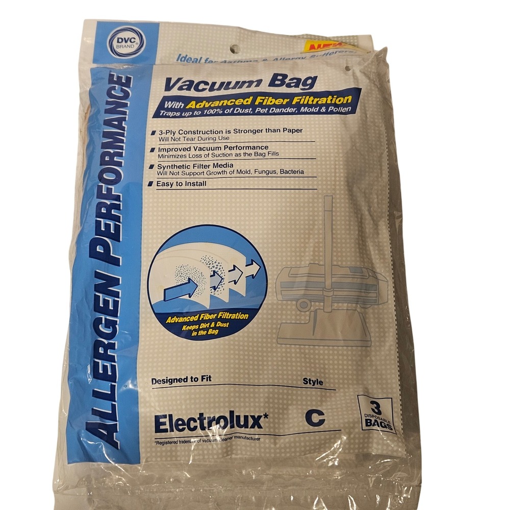 DVC Vacuum Bags for Electrolux Style C‎ 6-Pack White Allergen Performance 405150